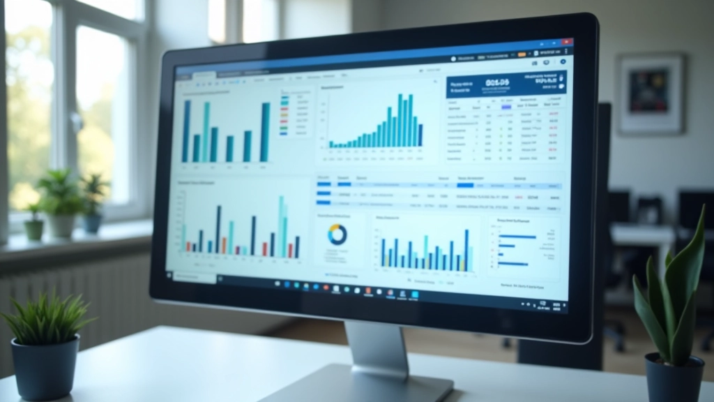 Moderner Computer-Bildschirm zeigt Genesis-Online Datenbank-Interface mit Tabellen und Navigationselementen, professionelle Arbeitsumgebung mit technischem Setup